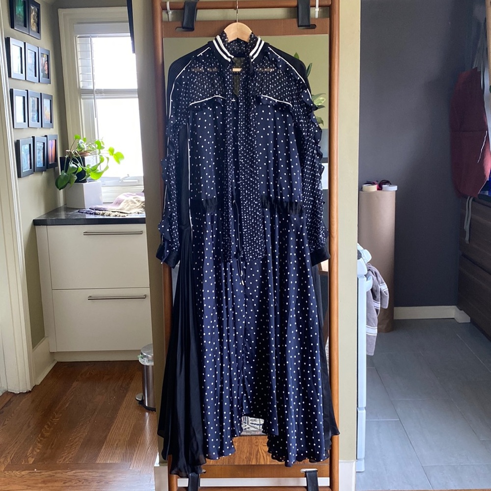 Sacai Resort/Cruise 2019 Long Polka Dot Dress, Designer size 2 NWT (Barney’s)